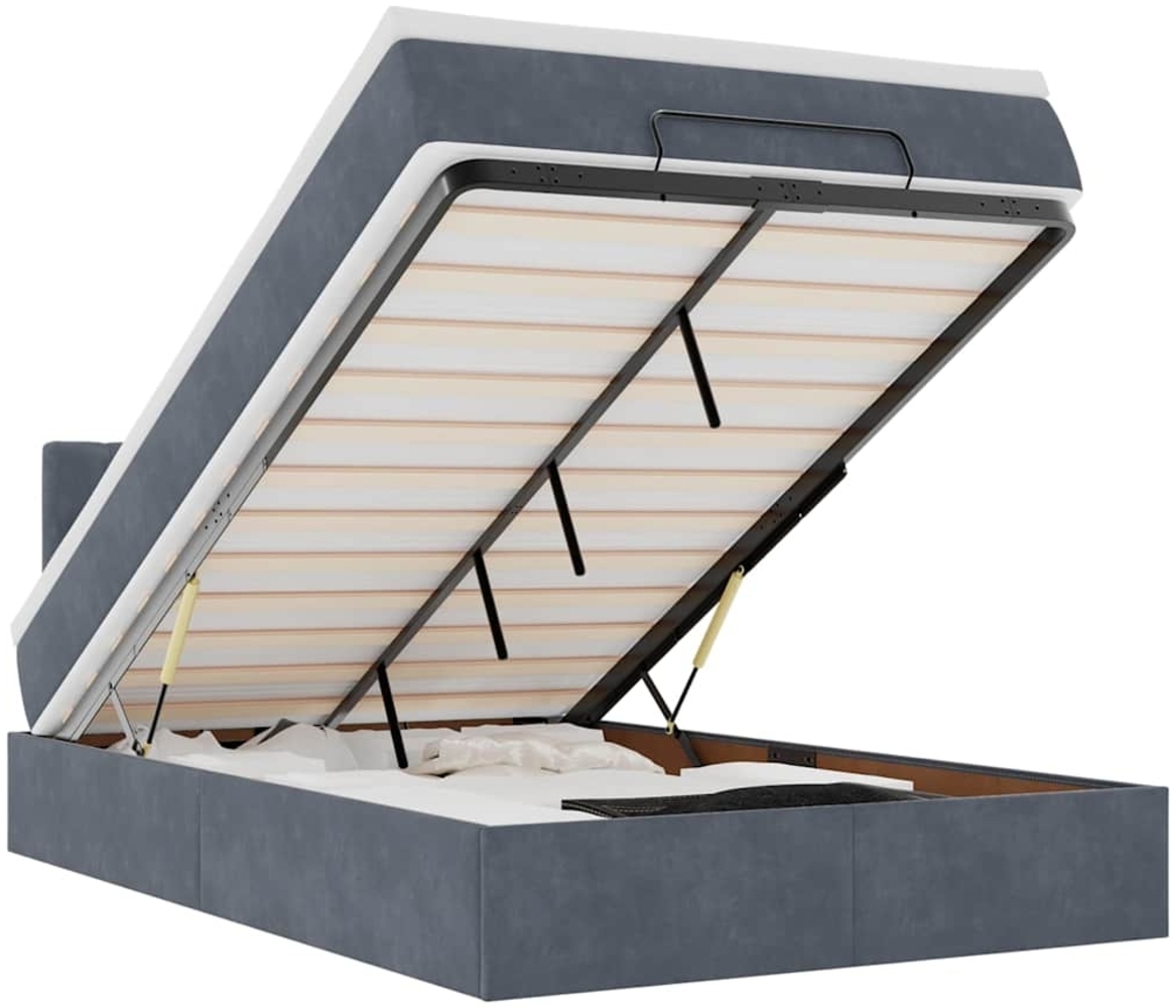 vidaXL Ottomane Bett mit Matratze & LEDs Dunkelgrau 120x190 cm Samt 3312681 Bild 1