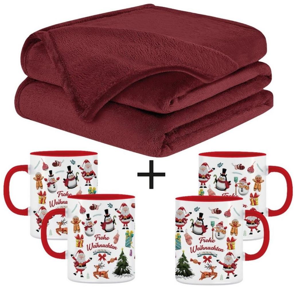 Wohndecke Flauschige Kuscheldecke mit Tassen Weihnachtsgeschenke, Fleecedecke, BARBONS, Kuscheldecke, Inkl. Geschenkbox, Tasse, Geschenkset, Weihnachten Bild 1