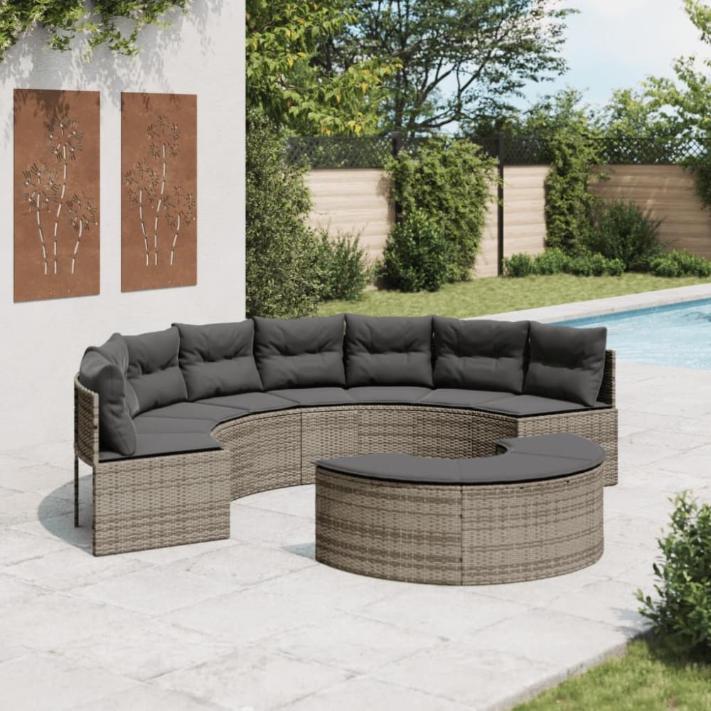 vidaXL 2-tlg. Garten-Sofagarnitur Halbrund Grau Poly Rattan 3262071 Bild 1