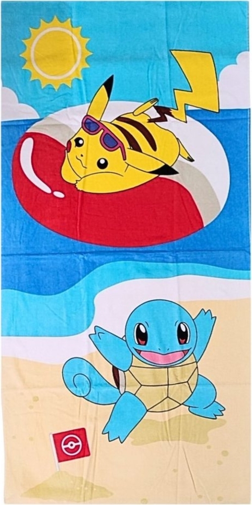 POKÉMON Badetuch Pikachu und Shiggy, Baumwolle, Strandtuch 70 x 140 cm Bild 1