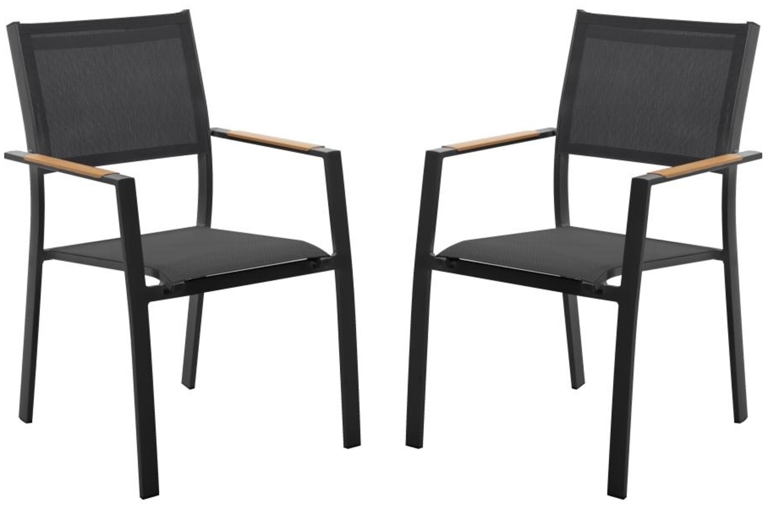 Vente-unique - Gartensessel 2er Set - stapelbar - Aluminium & Textilene - Anthrazit - MACILA von MYLIA Bild 1