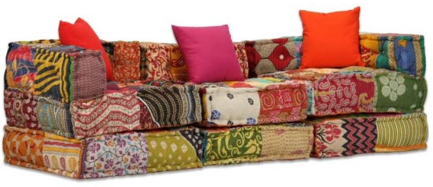 vidaXL 3-Sitzer Modularer Pouf Patchwork Stoff 244979 Bild 1