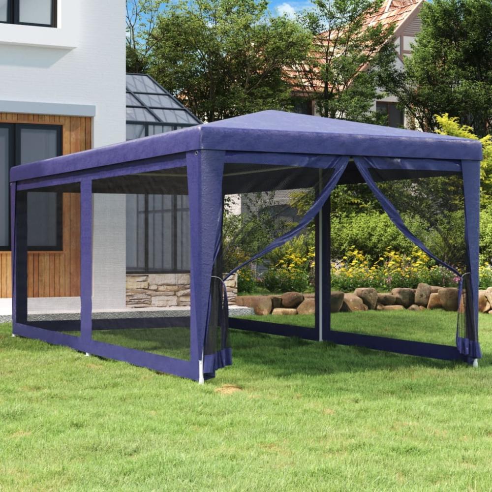 vidaXL Partyzelt mit 6 Mesh-Seitenwänden Blau 3x6 m HDPE 319237 Bild 1