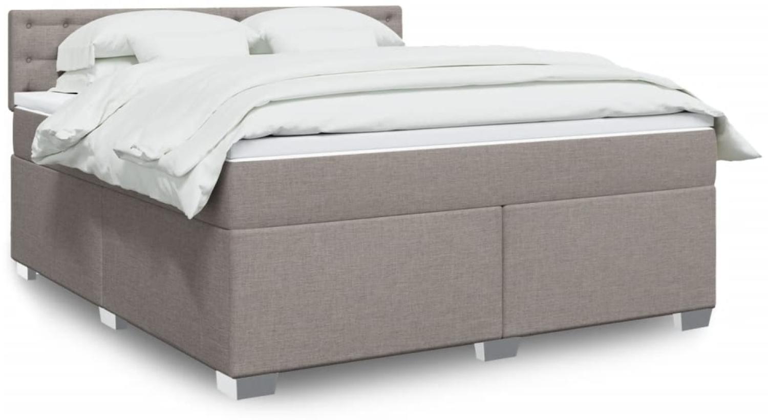 vidaXL Boxspringbett mit Matratze Taupe 180x200 cm Stoff 3288285 Bild 1