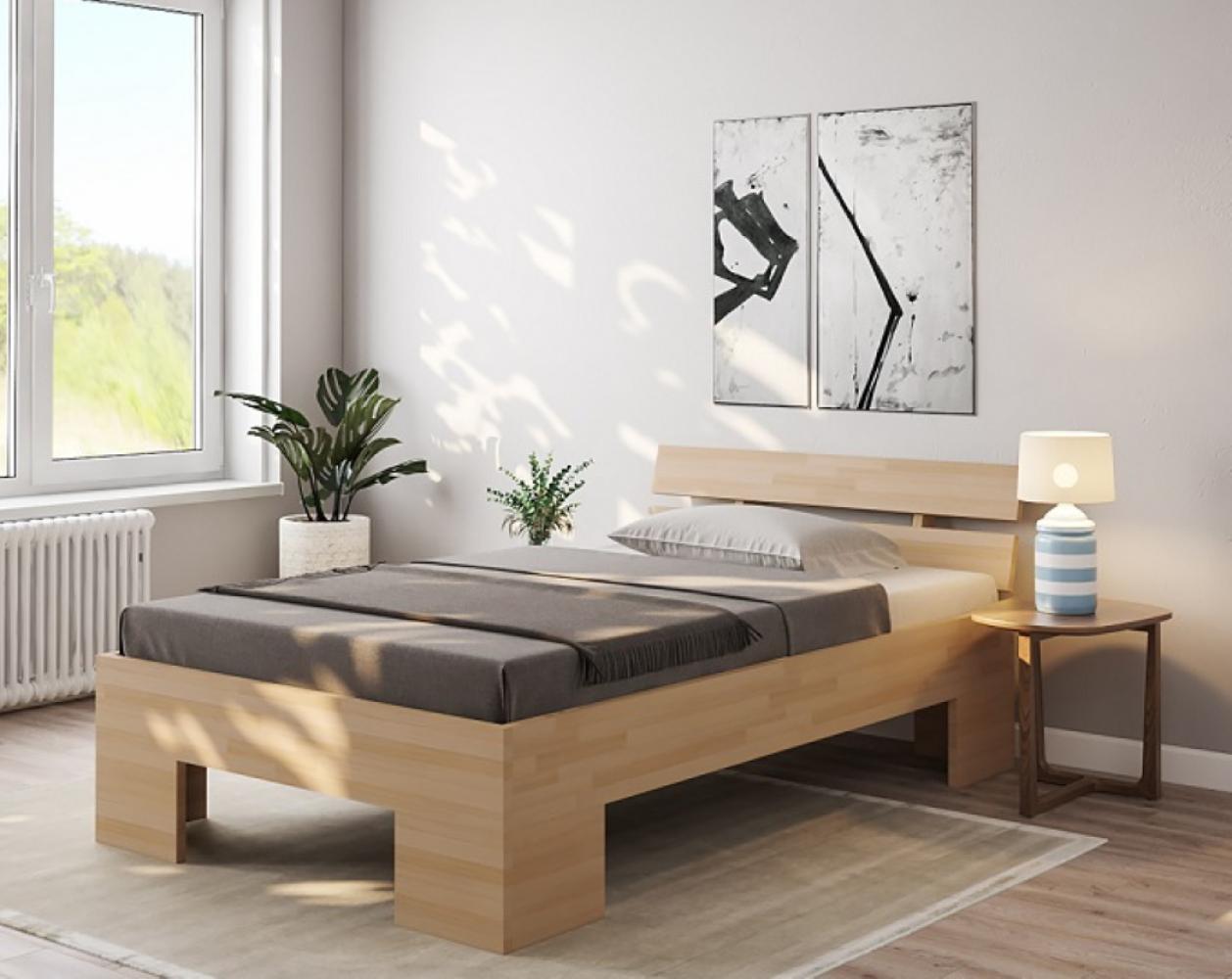 Einzelbett Komfortbett Buche 100x200 Holzbett erhöhte Liegefläche - (4164) Bild 1