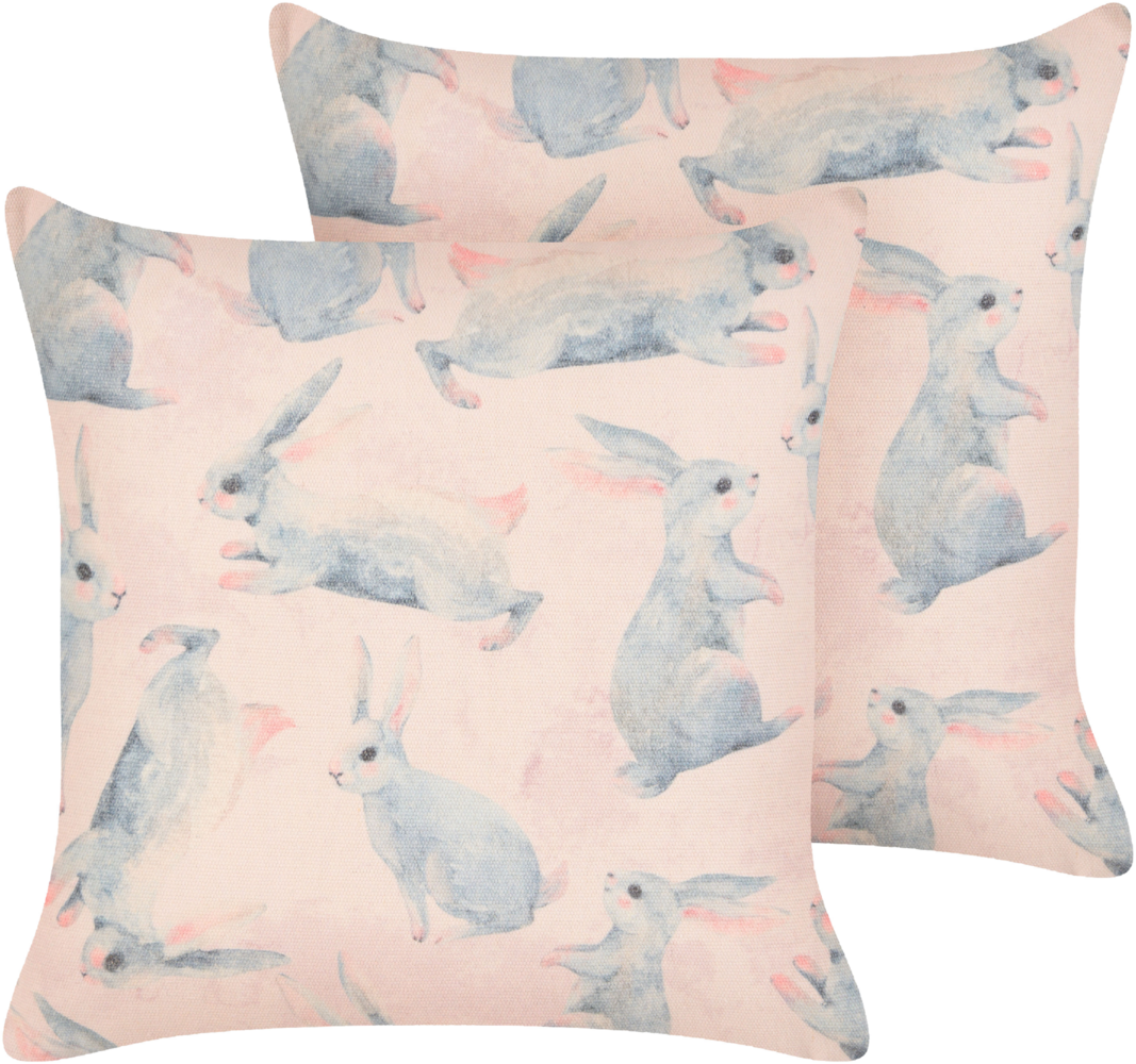Kissen 2er Set Tiermuster RATIBIDA Baumwolle 45 x 45 cm Rosa Bild 1