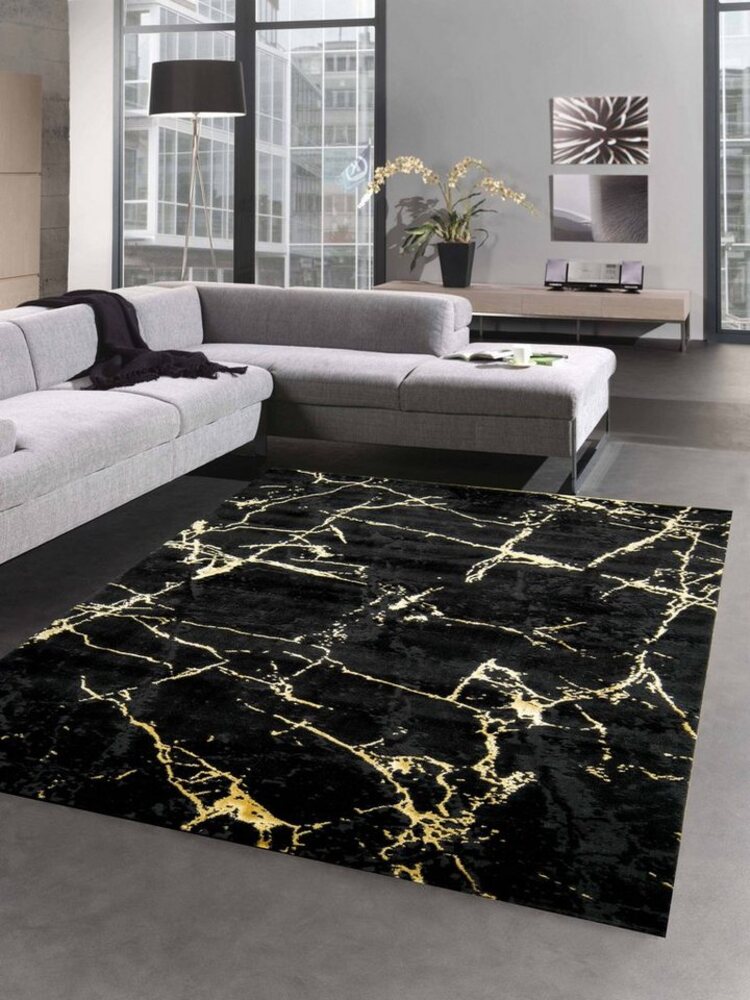 Carpetia Teppich Teppich modern Wohnzimmerteppich Marmor Optik schwarz gold, rechteckig, Höhe: 12 mm Bild 1