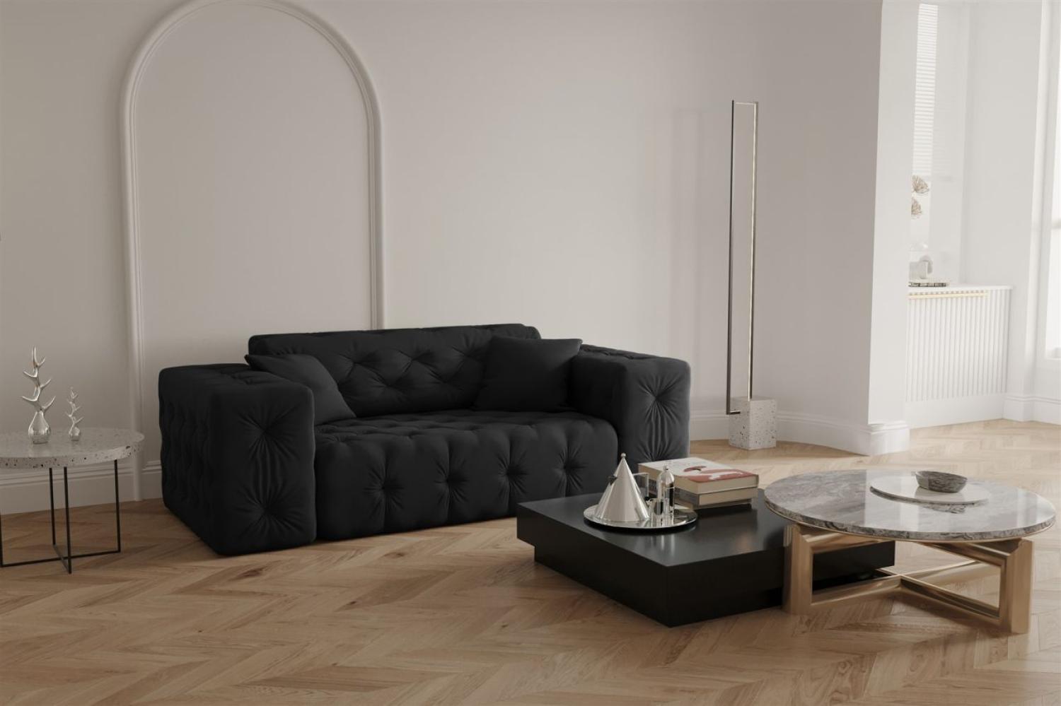 Sofa Designersofa CHANTAL 2-Sitzer in Stoff Opera Velvet Schwarz Bild 1