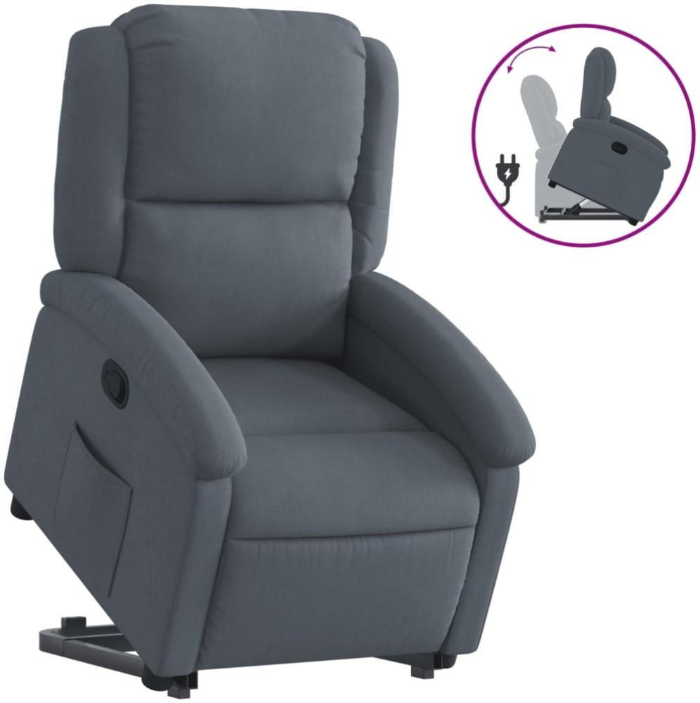 vidaXL Relaxsessel mit Aufstehhilfe Dunkelgrau Samt 3204301 Bild 1