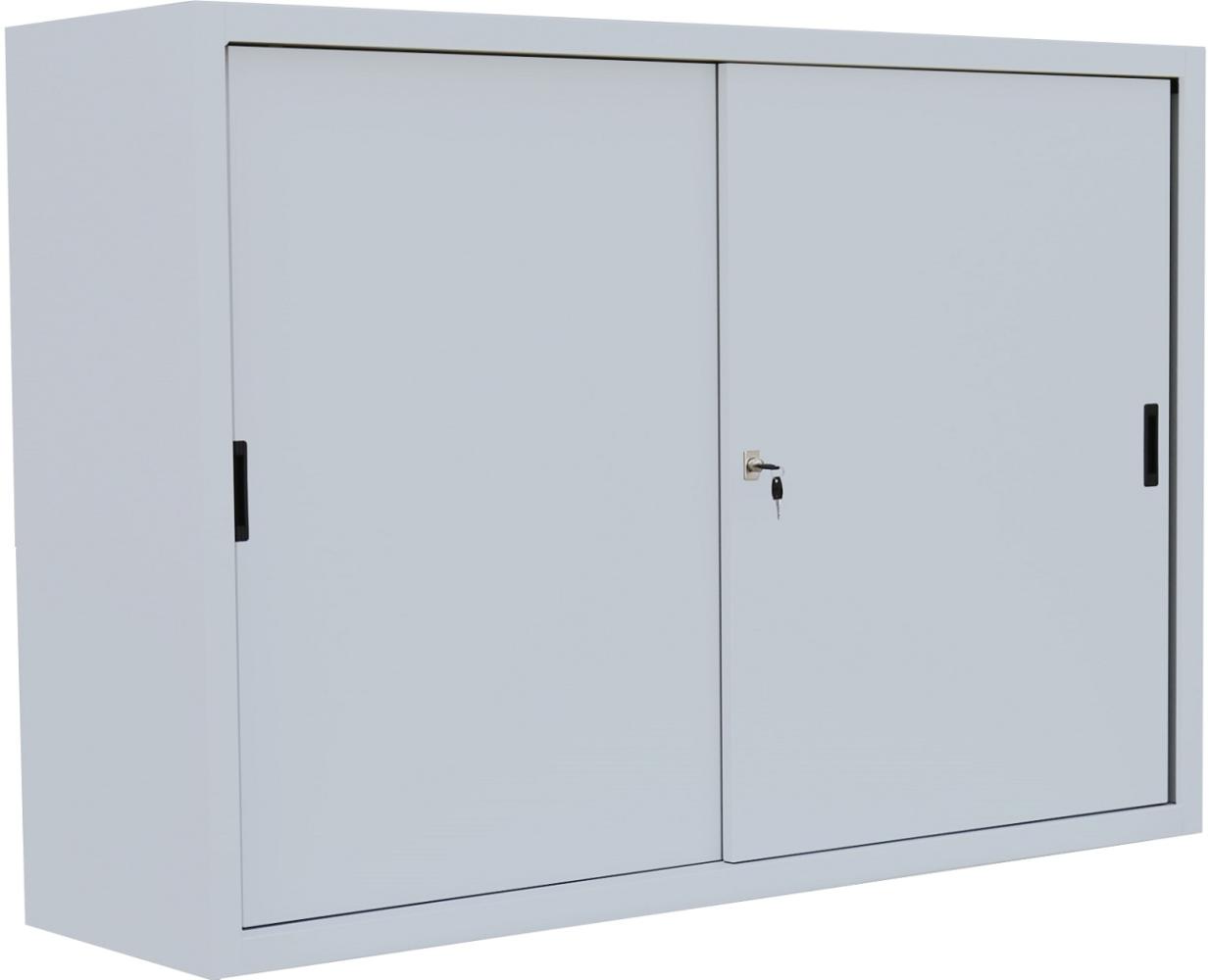 Großer Schiebetürenschrank Schiebetüren Büro Aktenschrank Sideboard aus Stahl grau 1090 x 1600 x 450 mm (Höhe x Breite x Tiefe) 550150 Bild 1