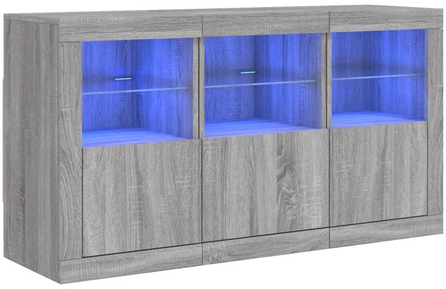 vidaXL Sideboard mit LED-Leuchten Grau Sonoma 123x37x67 cm 3209063 Bild 1