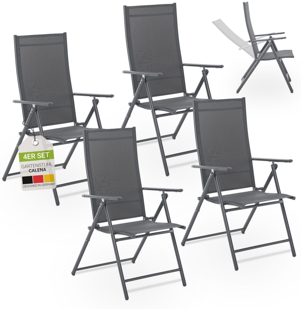 Juskys 'Calena' Gartenstuhl-Set 4-tlg., klappbar mit 7-fach verstellbarer Rückenlehne, Textilgewebe anthrazit Bild 1