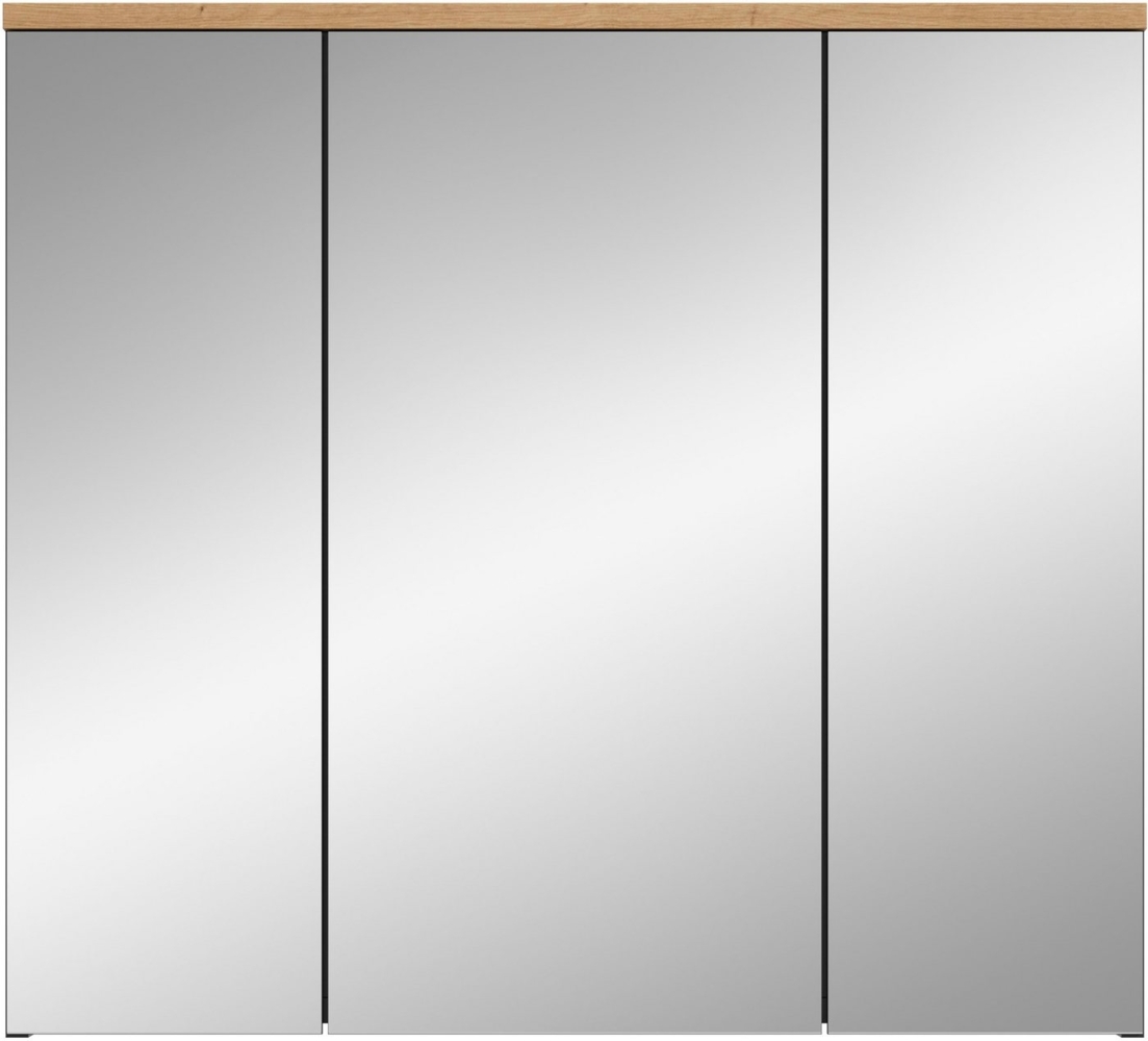 INOSIGN Spiegelschrank REHAT, Breite 80 cm, 3 Spiegeltüren, 6 Einlegeböden Türanschlag der mittleren Tür wechselbar, Grifflose Spiegelfront Bild 1