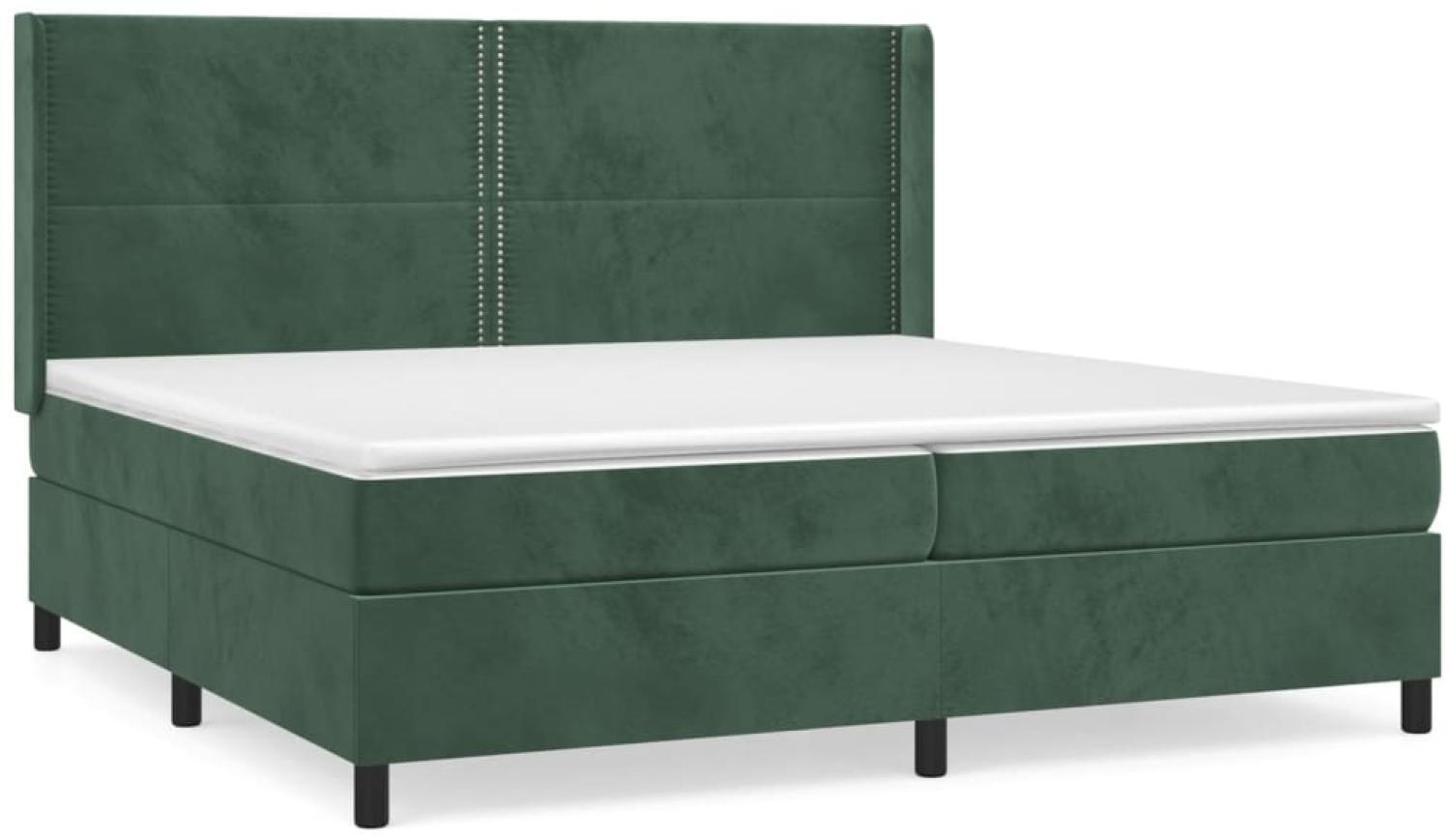 vidaXL Polsterbett mit Matratze Dunkelgrün 200x200 cm Samt, Härtegrad: H2 [3132642] Bild 1
