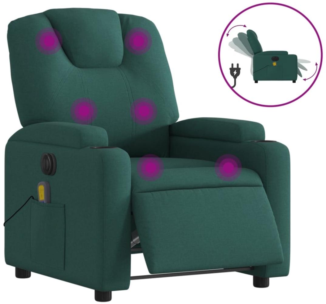 vidaXL Massagesessel Elektrisch Dunkelgrün Stoff 3204362 Bild 1