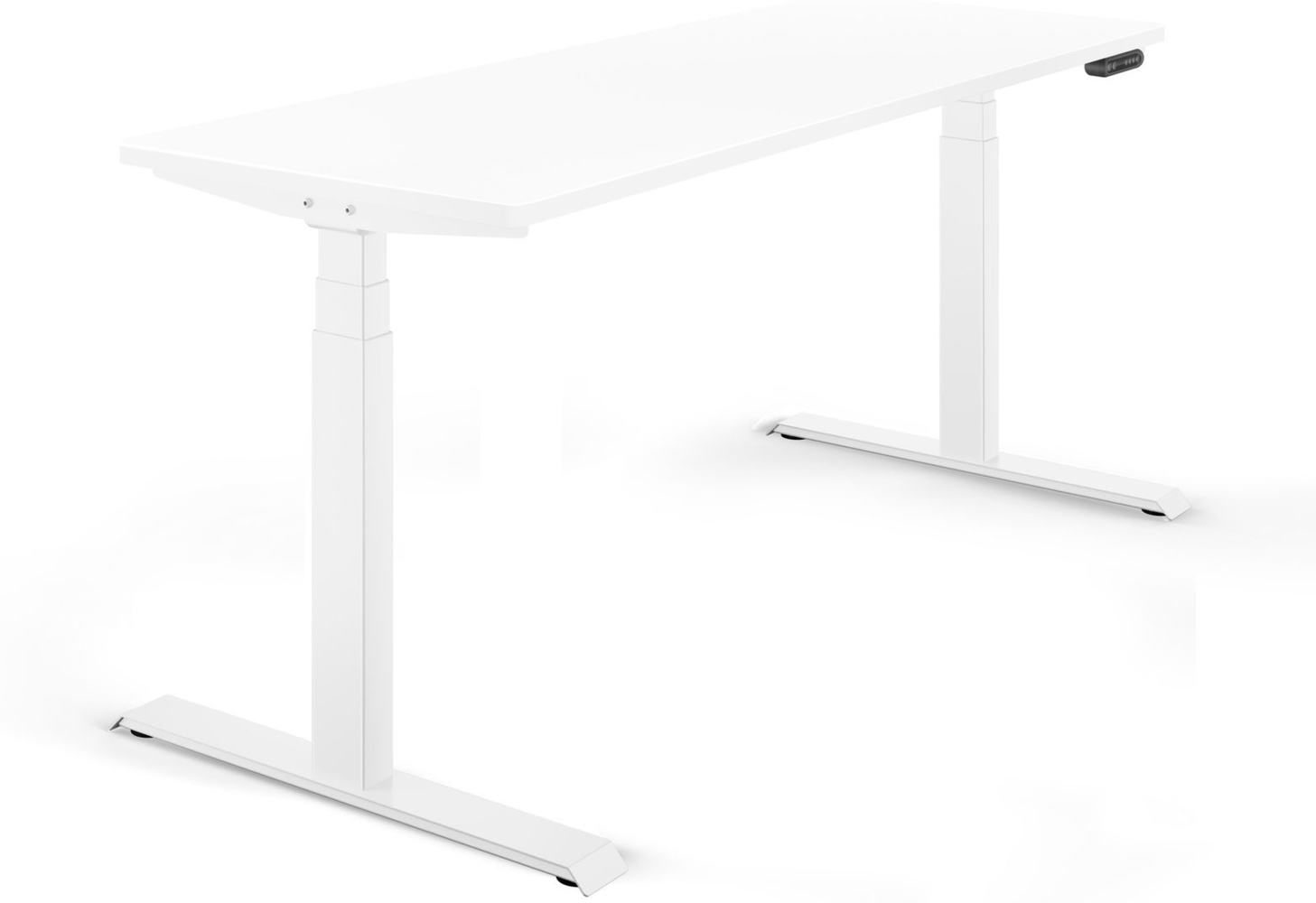 Schreibtisch elektrisch höhenverstellbar REC 120x60 cm, Tischplatte Weiss mit Gestell Weiss Bild 1