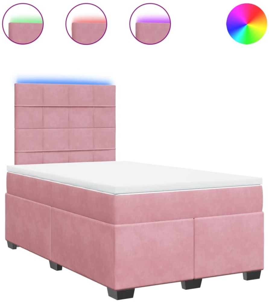 vidaXL Boxspringbett mit Matratze Rosa 120x190 cm Samt 3293163 Bild 1