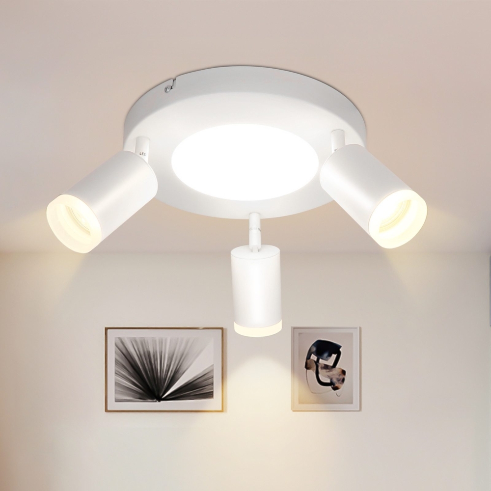 ZMH Deckenleuchte LED Deckenlampe 3 Flammig - Deckenstrahler Weiß Modern Wohnzimmerlampe 3000k GU10 20W Schwenkbar Flurlampe Deckenspot Rund für Schlafzimmer Küchen Büro Bild 1