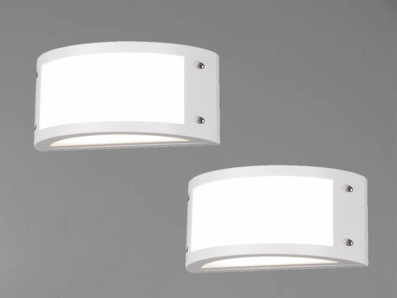 LED Außenwandleuchten 2er Set halbrund in Weiß matt, Breite 24,8 cm Bild 1