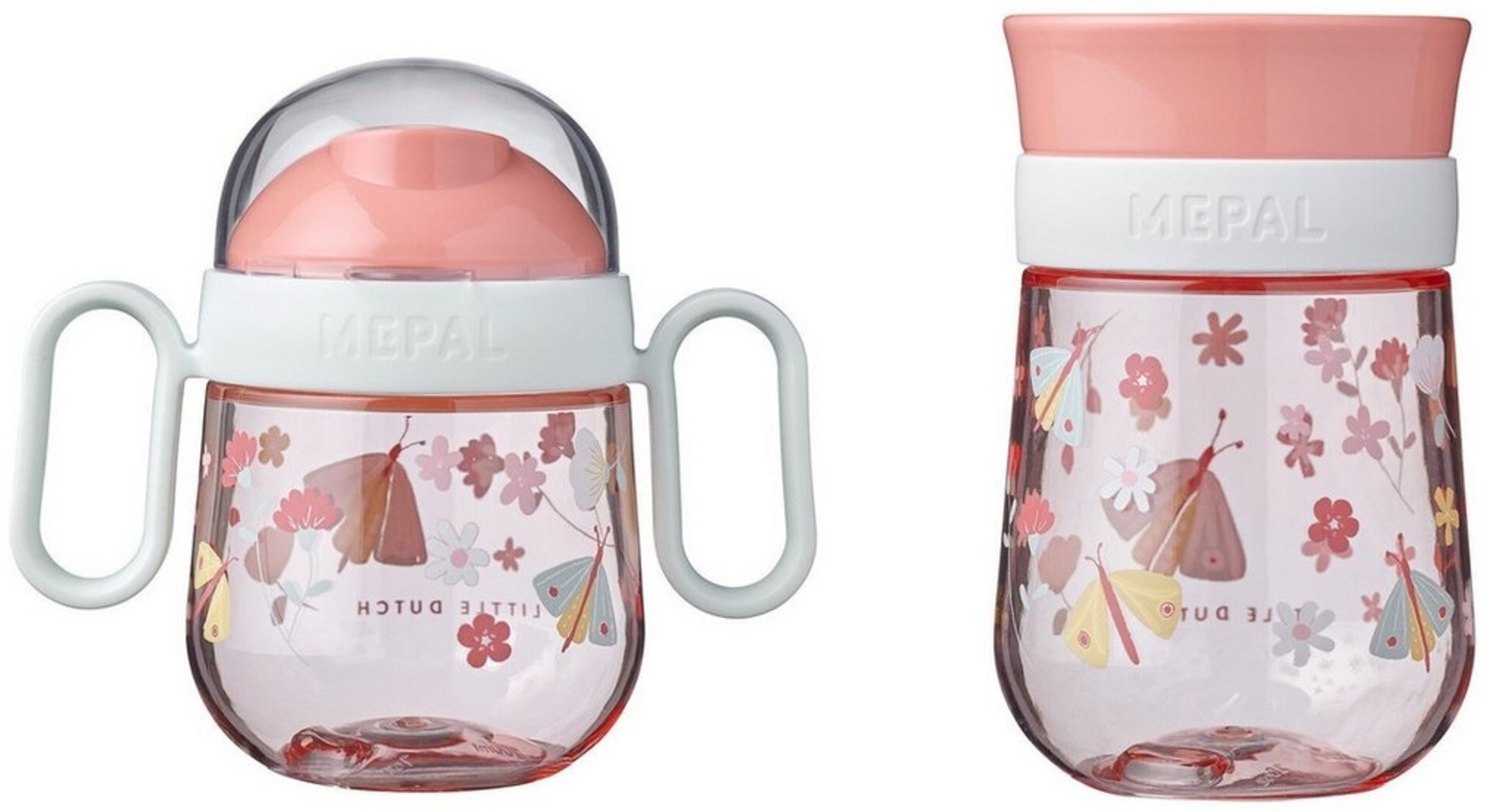 Mepal | Mio Set – 360° | Trinklernbecher für Babys ab 6 Monate | auslaufsicher | spülmaschinengeeignet | BPA-frei | Flowers & Butterflies Bild 1