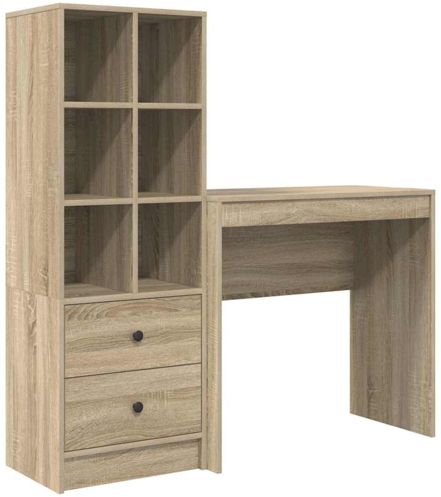 vidaXL Schreibtisch mit Stauraum 2 pcs Sonoma-Eiche Holzwerkstoff 3337315 Bild 1