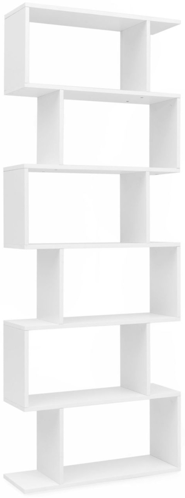 Bücherregal 'WL5.691', 70 x 23,5 x 190,5 cm, weiß, Standregal mit 6 Fächern, Spanplatte, freistehend Bild 1