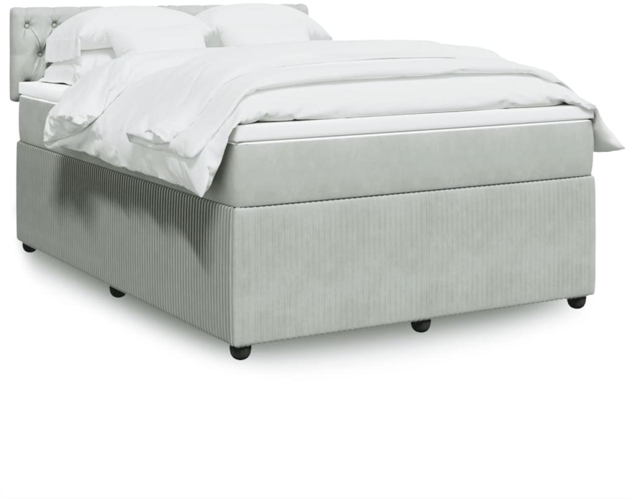 vidaXL Boxspringbett mit Matratze Hellgrau 140x190 cm Samt 3287740 Bild 1