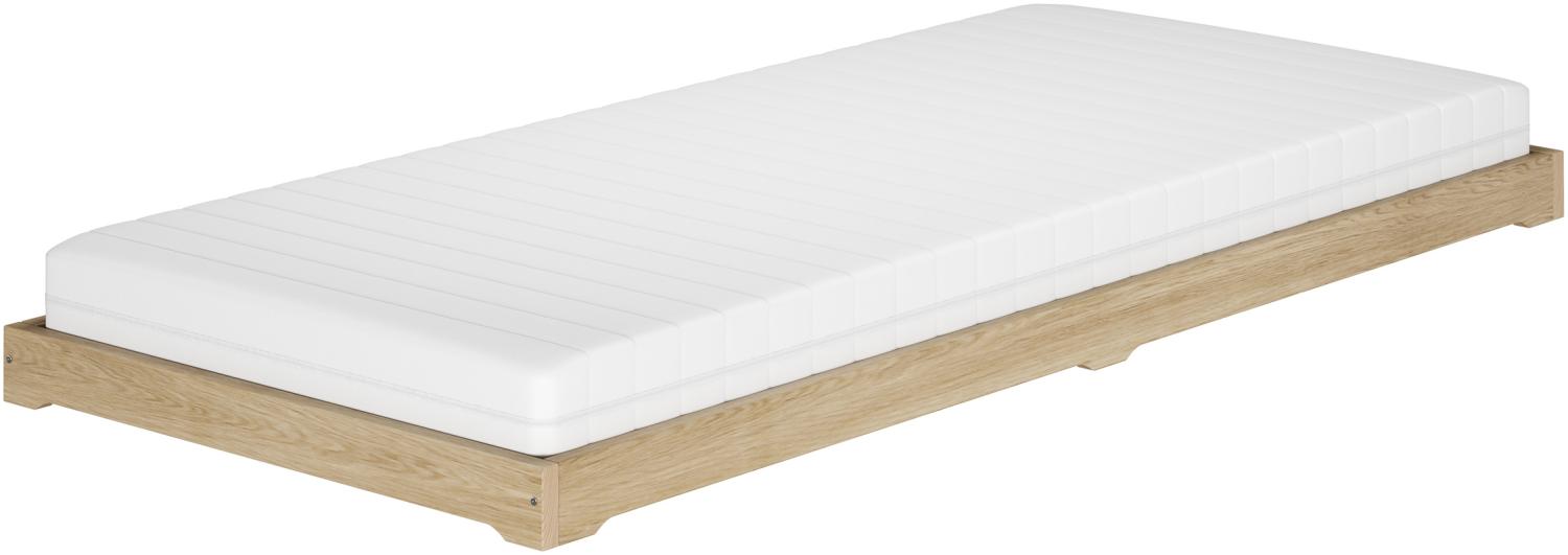 Kurzes Futonbett platzsparend extra niedriges Einzelbett 90x190 Esche geölt V-60.47E-09-190Rollrost und Matratze inkl. Bild 1