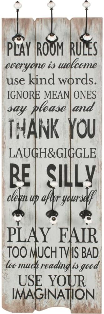 vidaXL Wandgarderobe mit 6 Haken 120 x 40 cm "THANK YOU" 245850 Bild 1