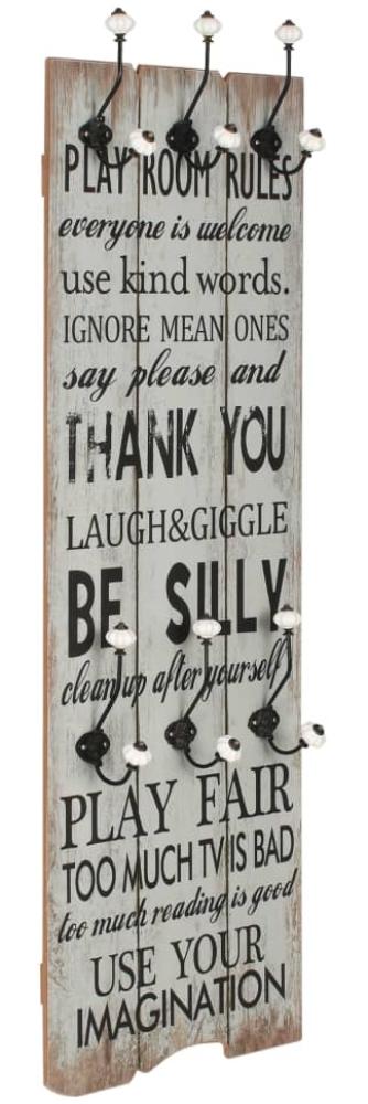 vidaXL Wandgarderobe mit 6 Haken 120 x 40 cm "THANK YOU" 245850 Bild 1