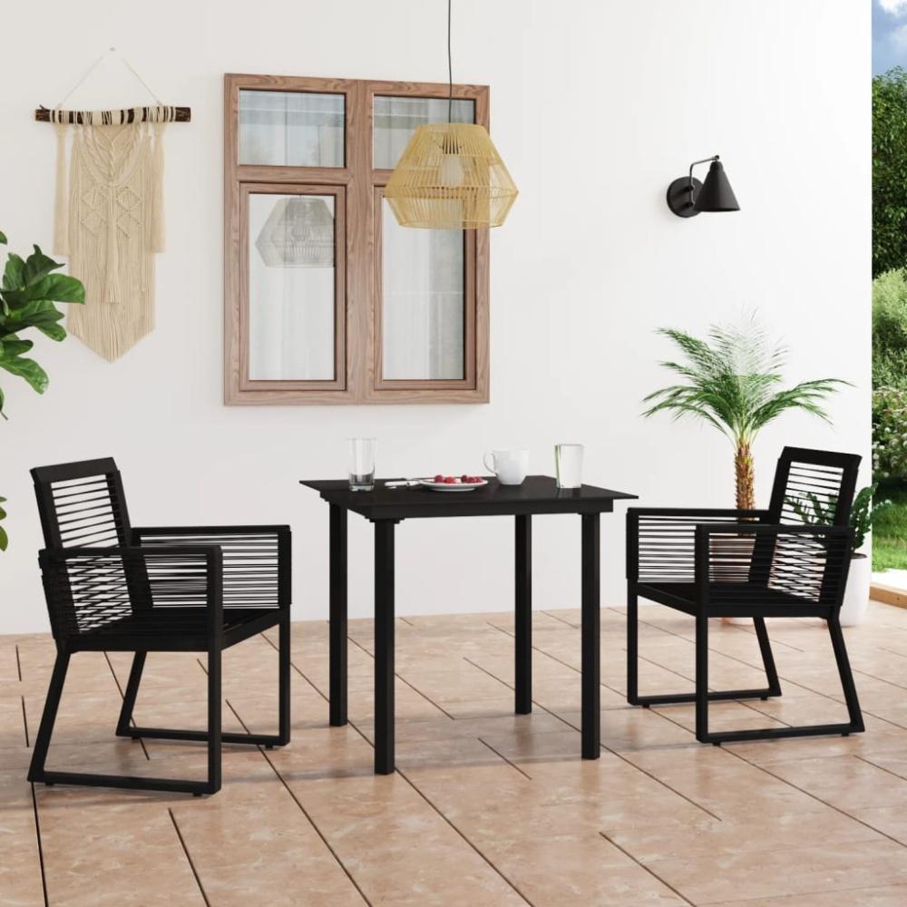 vidaXL 3-tlg. Garten-Essgruppe PVC Rattan Schwarz 3058283 Bild 1