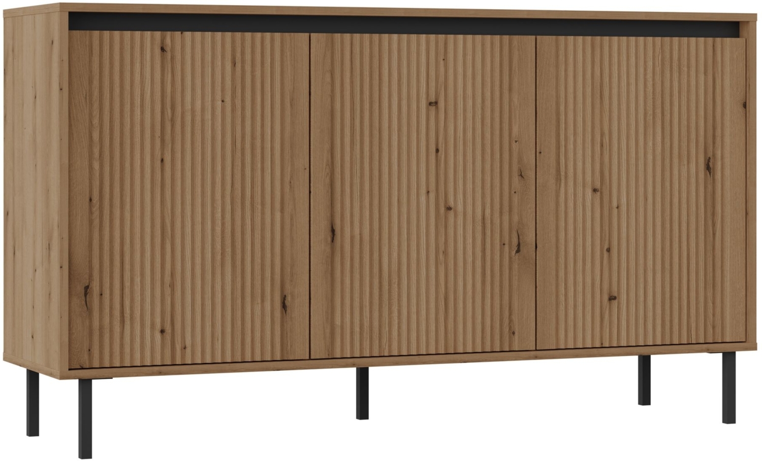 Selsey 'Osaka' Sideboard 3-türig mit geriffelten Fronten, Eichenholzoptik 'Evo'ke, ca. 85 x 149 x 40 cm Bild 1