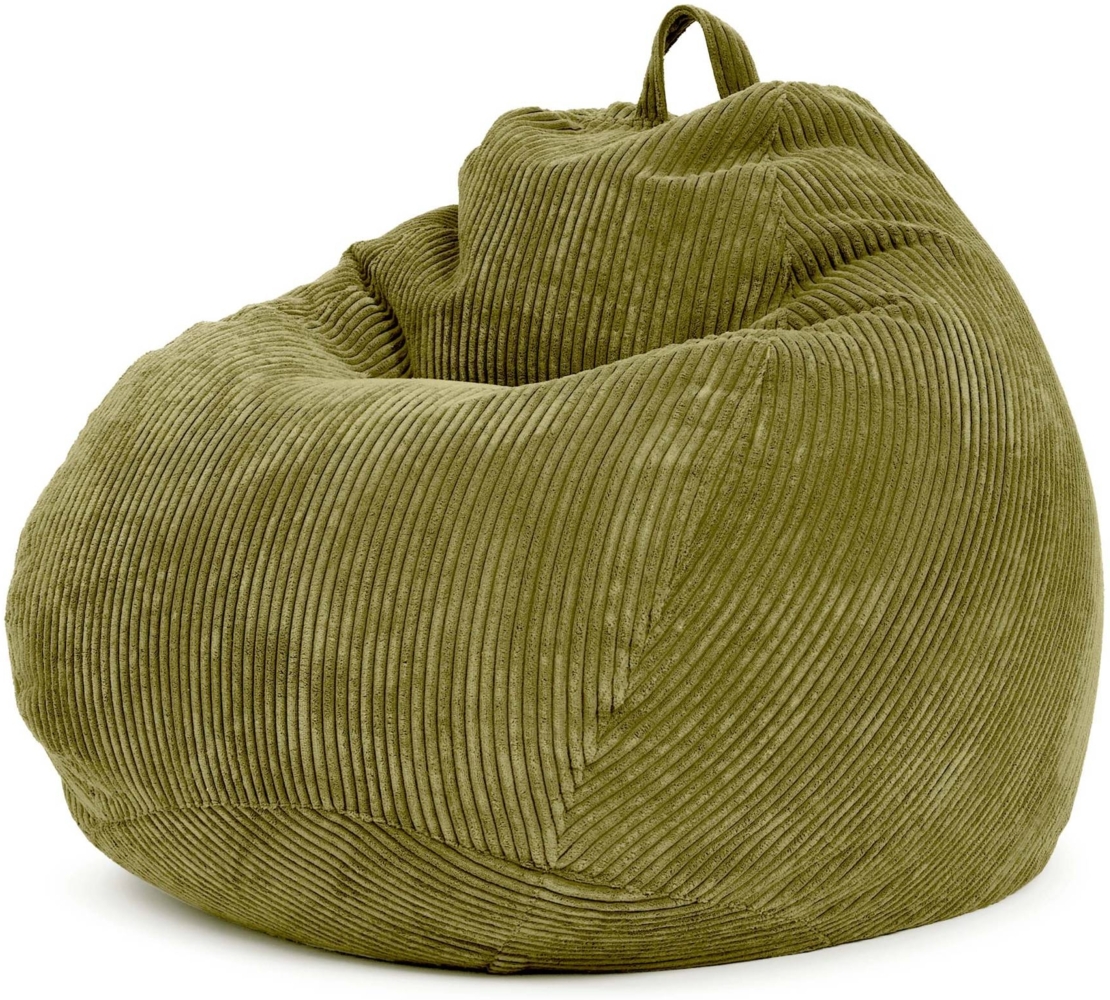 Green Bean® Indoor Sitzsack waschbar, EPS-Perlen Füllung / Cordstoff grün, 90x110 cm Bild 1