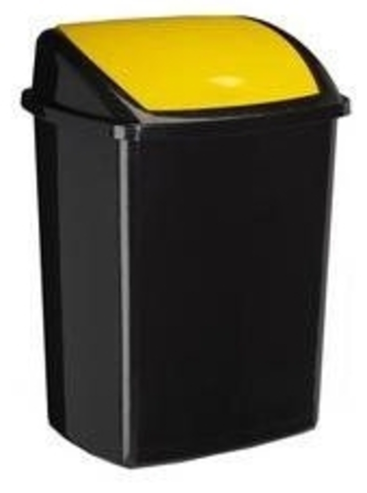 CEP Abfallbehälter ROSSIGNOL, mit Einwurfklappe, 50 L, gelb aus PP, schwarz mit gelber Klappe, Maße: 405 x 310 x 685 mm (91947 / 2919470051) Bild 1
