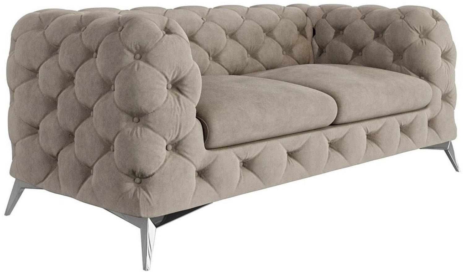 S-Style Möbel Chesterfield-Sofa 2-Sitzer Kalina mit Silber Metall Füßen, mit Wellenfederung Bild 1