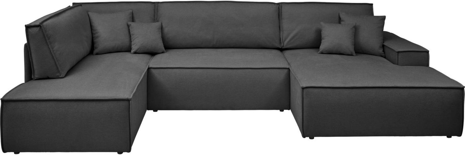 andas Wohnlandschaft FINNLEY U-Form XXL 329 cm, Schlafsofa, Schlaffunktion m. Bettkasten, (194/139 cm), Bouclé, Struktur und Cord Bild 1