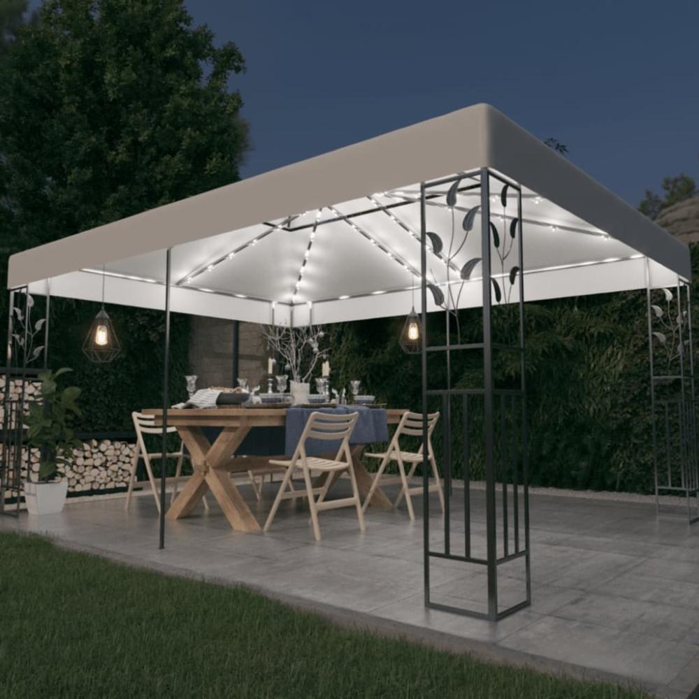 vidaXL Pavillon mit Doppeldach & LED-Lichterkette 3x4 m Weiß 3070298 Bild 1