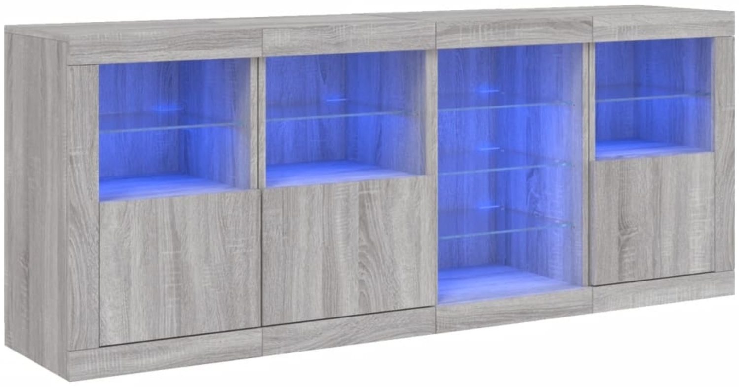 vidaXL Sideboard mit LED-Leuchten Grau Sonoma 164x37x67 cm 3209056 Bild 1