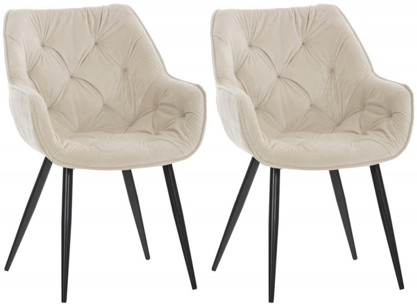 2er Set Stuhl Tanna Samt (Farbe: creme) Bild 1