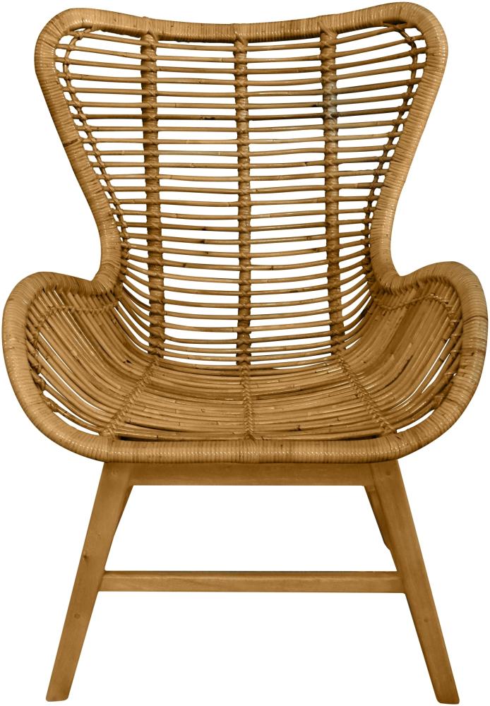 Sessel Rattan natur Relaxchair Relaxsessel Wohnzimmerstuhl Teakholz Stuhl Bild 1