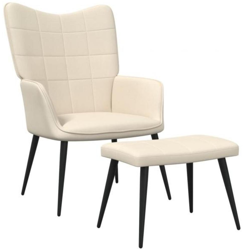 vidaXL Relaxsessel mit Hocker Creme Stoff [327954] Bild 1