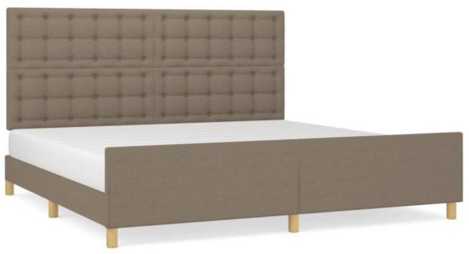 Doppelbett mit Kopfteil Stoff Taupe 200 x 200 cm Bild 1