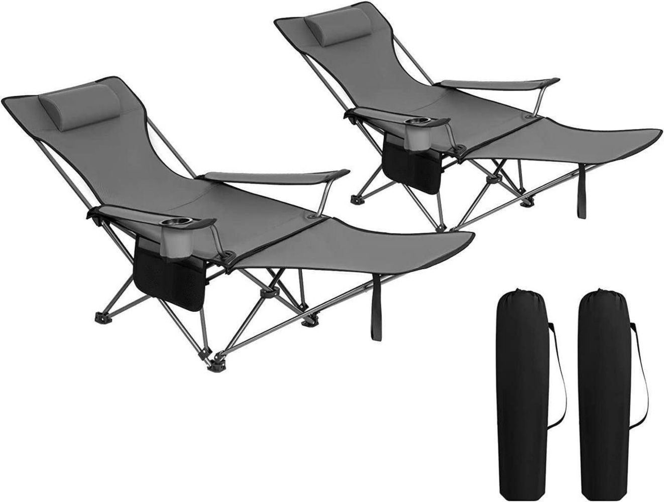 Woltu Campingstuhl (2 St), klappbar für Outdoor mit Armlehnen Getränkehalter Bild 1
