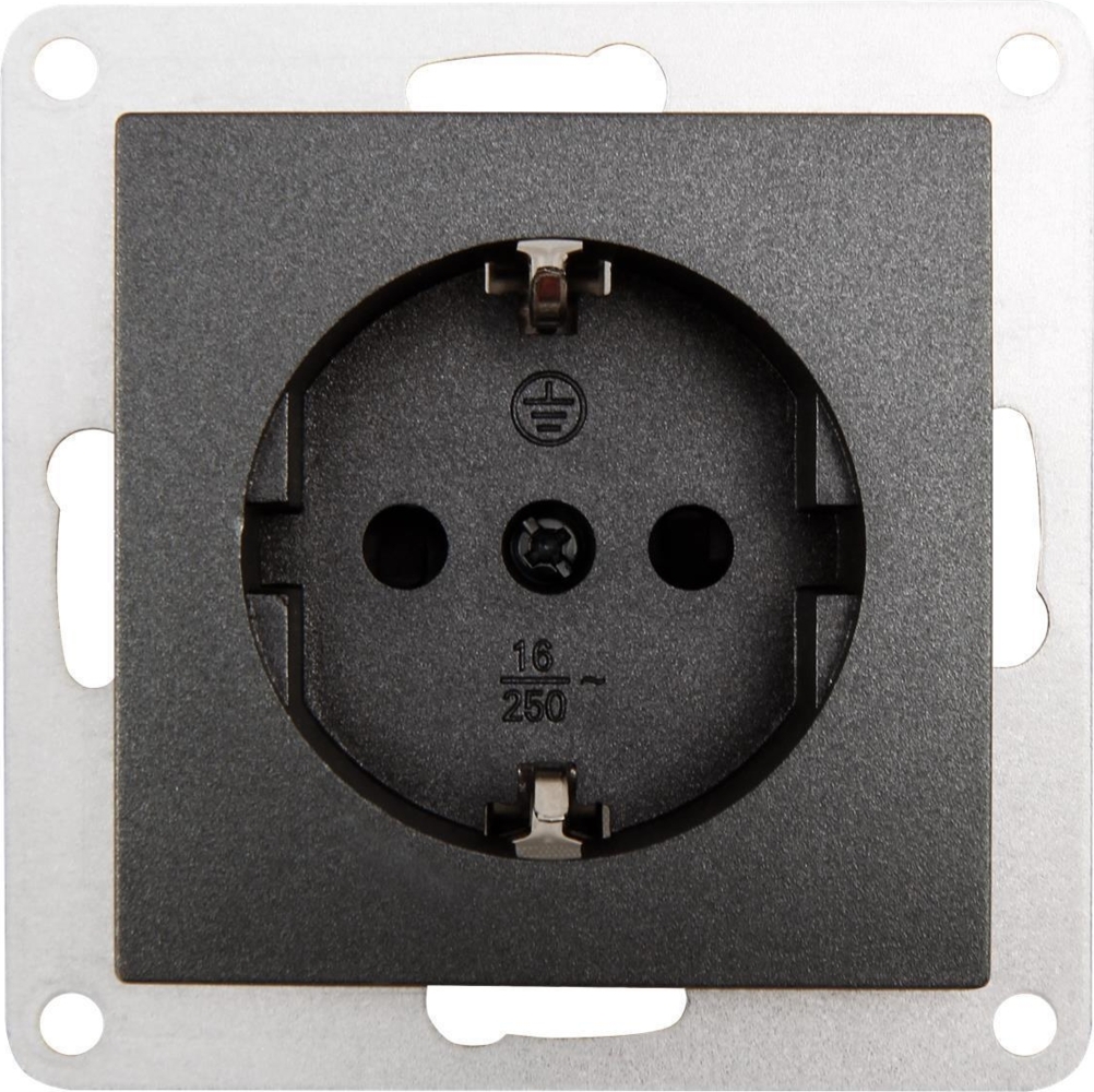 Schutzkontakt-Steckdose McPower ''Flair'', 250V~/16A, Klemmanschluss, anthrazit Bild 1