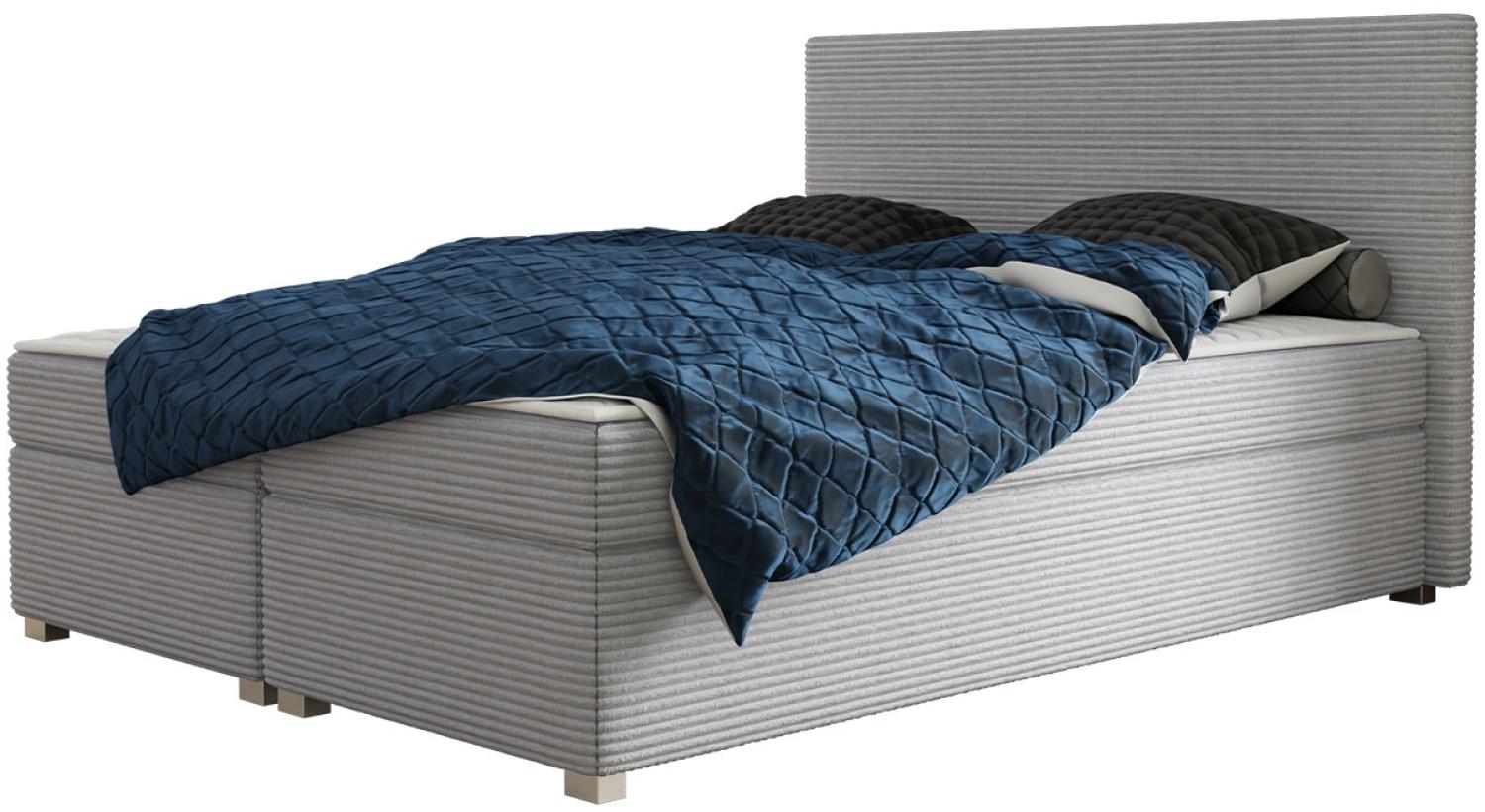 mirjan24 Boxspringbett Retyk Cord (Farbe: Poso Größe: x 200 cm), grau, 180 x 200 cm Bild 1