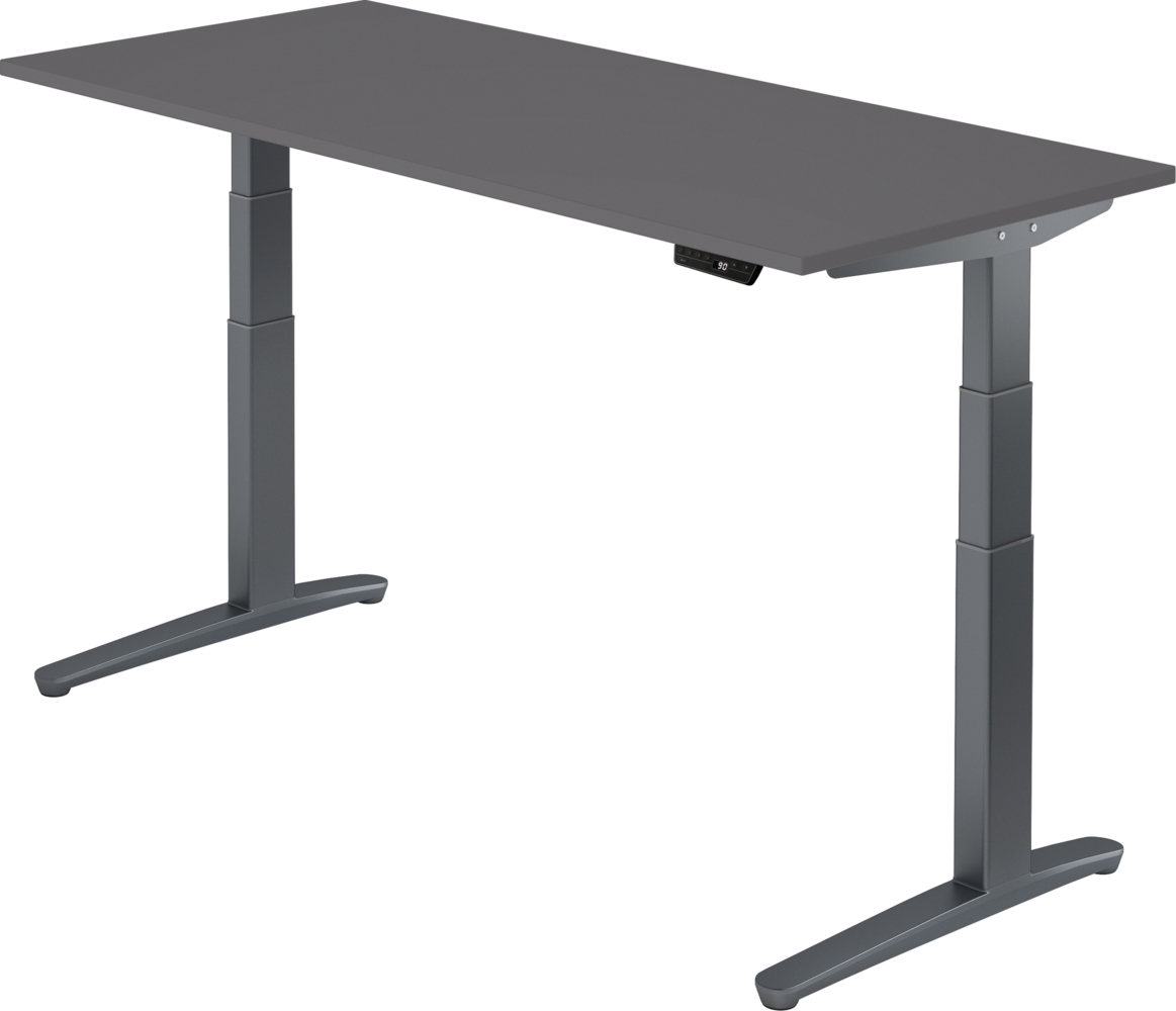 bümö elektrisch höhenverstellbarer Schreibtisch 180x80 cm mit Memory-Steuerung - Design Schreibtisch höhenverstellbar elektrisch, elektrischer Schreibtisch graphit, Gestell graphit, XBHM-19-G-GG Bild 1