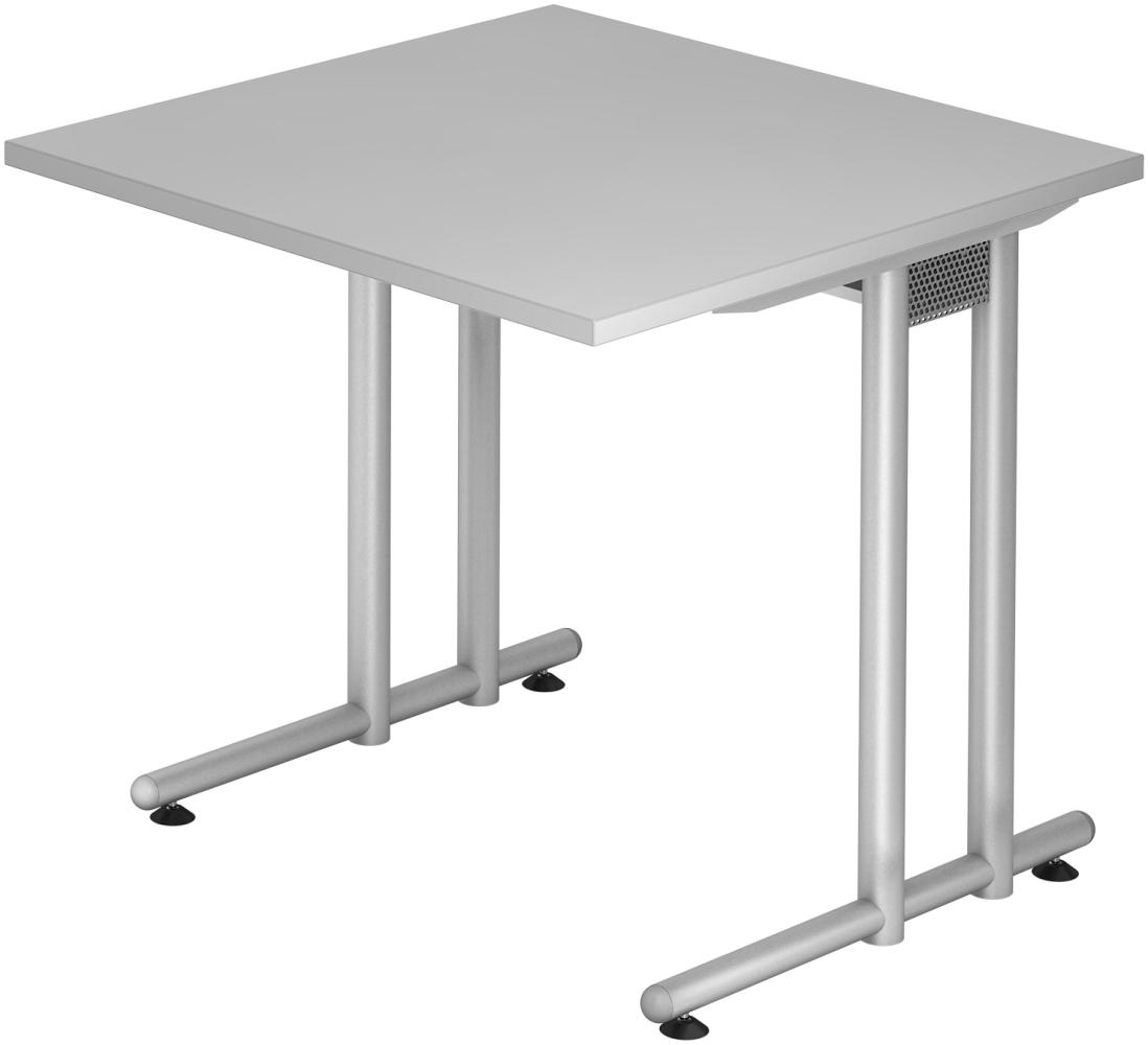 Schreibtisch NS08 C-Fuß 80x80cm Grau Gestellfarbe: Silber Bild 1