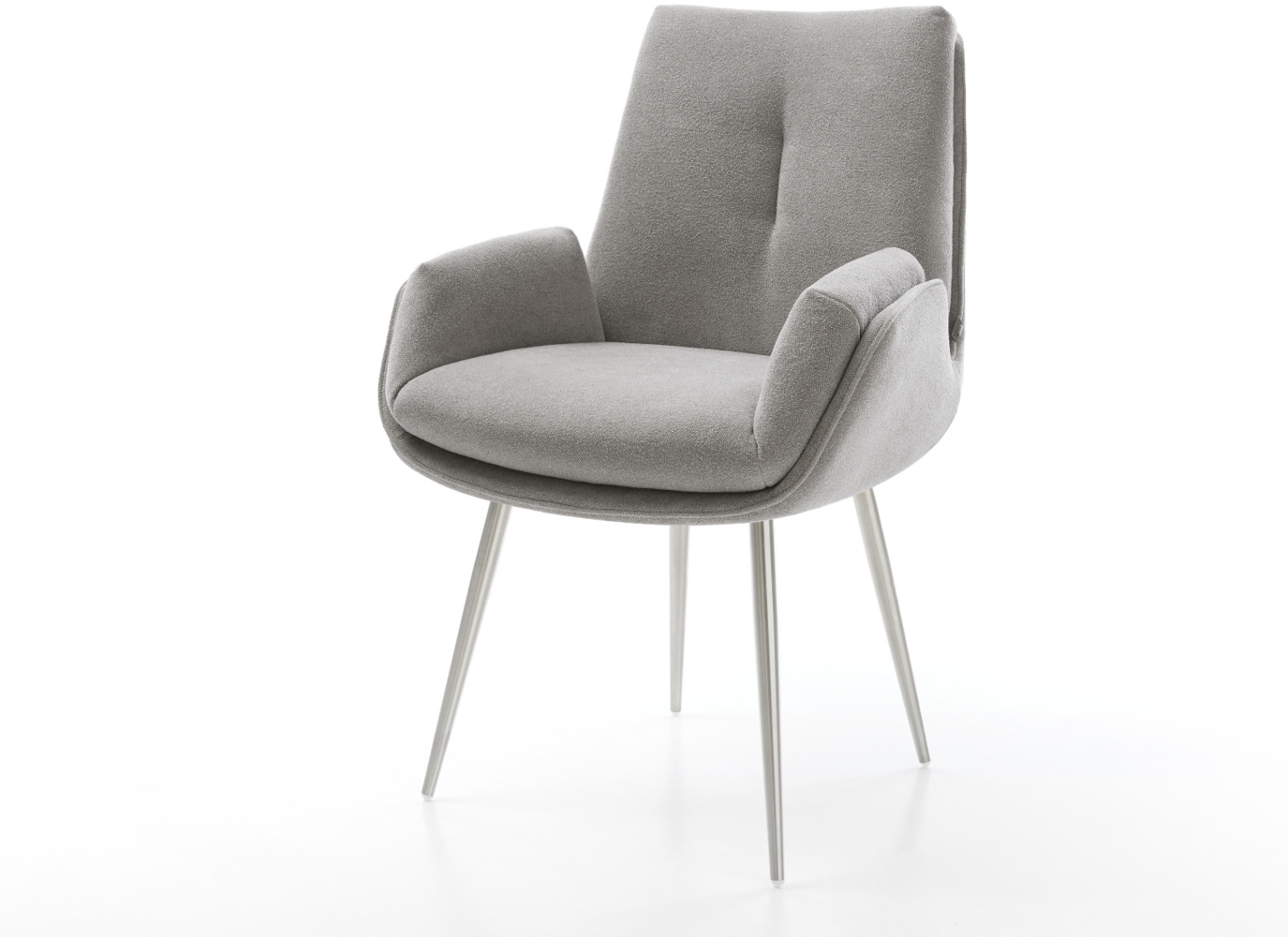 Esszimmerstuhl Clea-Flex Strukturstoff Soft Grau 4-Fuß konisch Edelstahl Bild 1