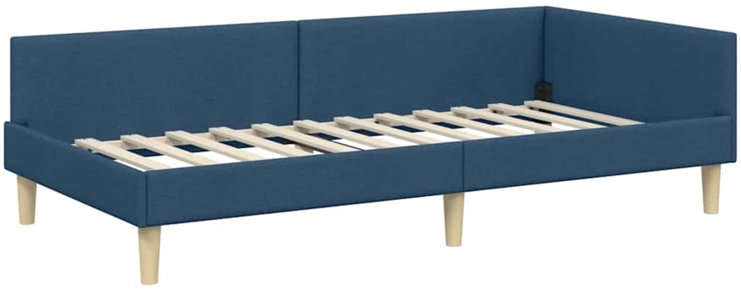 vidaXL Eckbettgestell mit Kopfteil Blau 90 x 200 cm Stoff 42016124 Bild 1