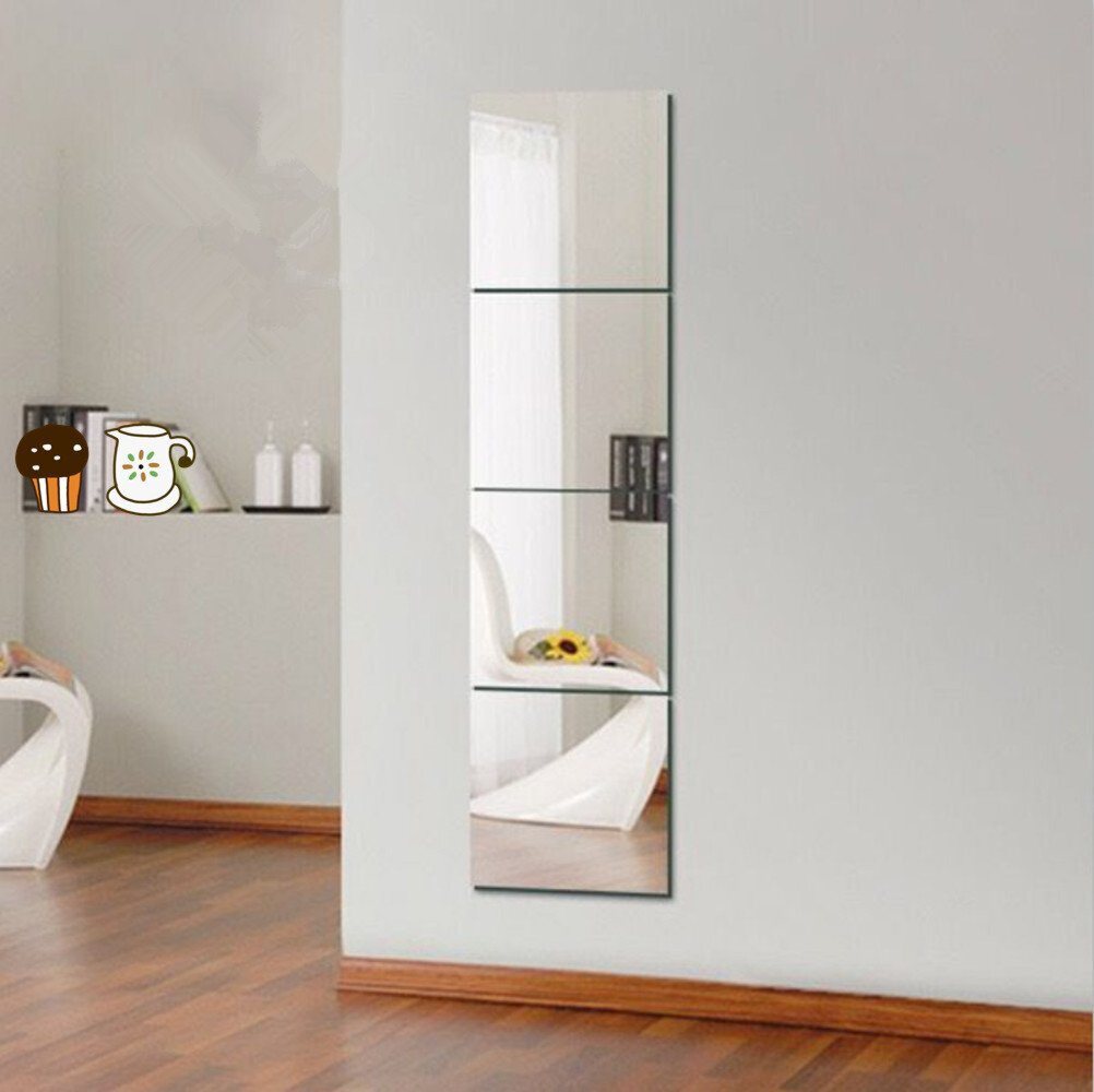 autolock Wandspiegel Spiegelfliesen Selbstklebend, Spiegel Selbstklebend Klebespiegel (4-St), Spiegelfliesen für Wanddekoration, Badezimmer, Wohnzimmer Bild 1